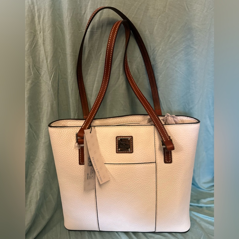 Dooney & Bourke White and Brown Leather Tote